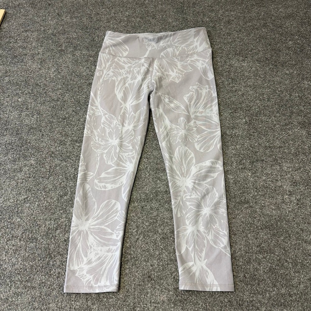 Old Navy Leggings Womens Size XS Purple Floral Cropped High Waisted Active Yoga